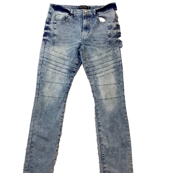 Southpole Moto Jeans Slim Straigth Leg Mid-Rise Blue Denim Womens Size 16 - Picture 2 of 14